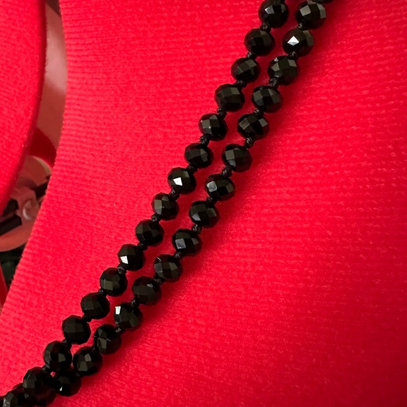 Hand Knotted Bead Necklace, Black 60” - Picture 6 of 6